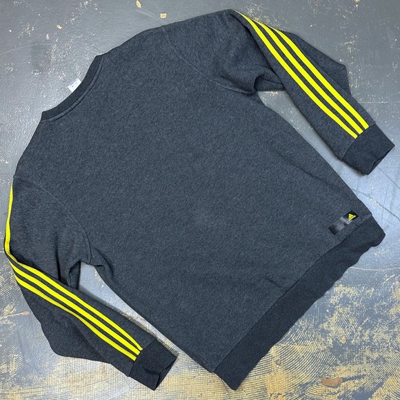 Adidas Originals Pull Over Crew Neck Sweater G69724 Large Grey Yellow - Picture 2 of 7